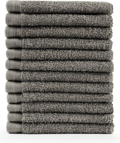Blumtal Terry Handdoeken Set - 12 x Gezichts Handdoekje - 30 x 30 cm - Grijs