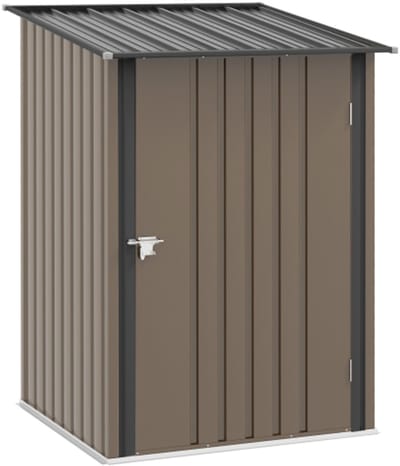 Gereedschapsschuur van staal, 0,92 m² met lessenaarsdak en afsluitbare tuinkast, tuinhuis voor balkon, terras, 100 x 103 x 160 cm, bruin