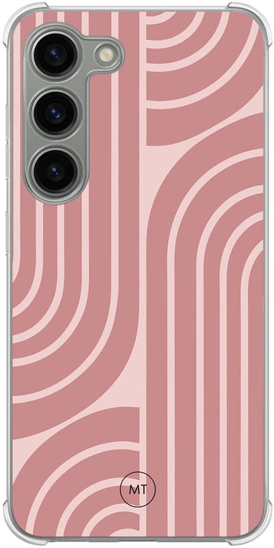 Hoesje (shockproof) geschikt voor Samsung Galaxy S23 - Blush shapes - Extra sterke case - TPU/polycarbonaat - Print - Roze, Transparant