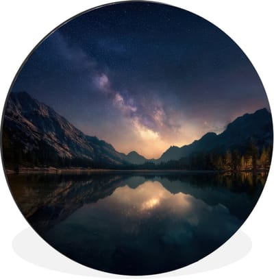 WallCircle - Wandcirkel - Muurcirkel - Kristalhelder meer - Bergen - Bergen - Aluminium - Dibond - 30x30 cm - Binnen en Buiten