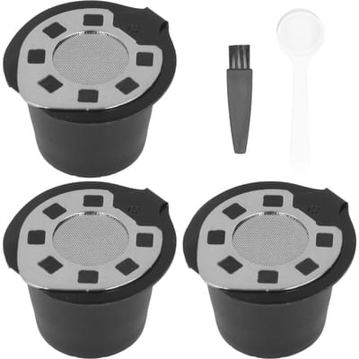 50ML Koffiecapsule Pods Cup met Lepel Borstel Herbruikbaar Filter Roestvrij Staal Vervanging voor gray