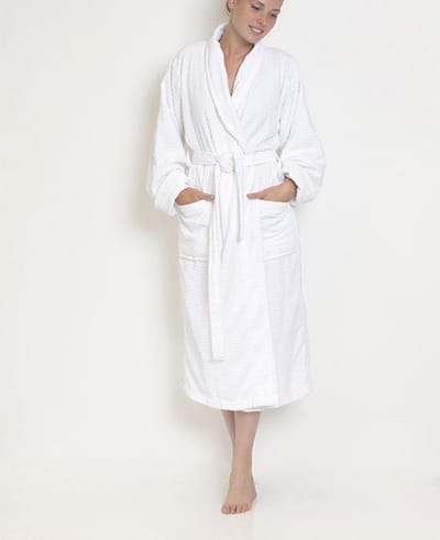 HnL Badjas Velours Carré - White - Maat XL