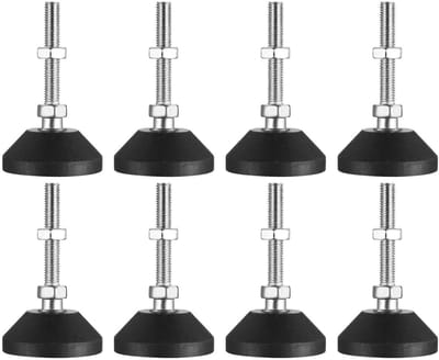 GELLDG 8 Stuks Meubelpoten - Verstelbare Stelschroeven - M8 x 50mm Ø40mm - Draaibaar 360° Tot 20° Hellingshoek - Geschikt voor Zware Meubels Tot 120kg - Metaal - Incl. Montageset