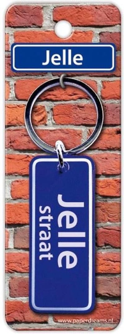 Paper Dreams Sleutelhanger Straatnaam Jelle 9 Cm Staal Blauw