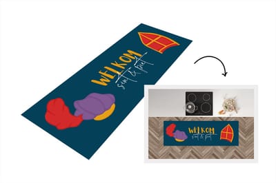 Keukenloper - Loper keuken - Sinterklaas - Quotes - Sint - Tekst - Welkom Sint en Piet - 150x50 cm - Keukenloper vinyl