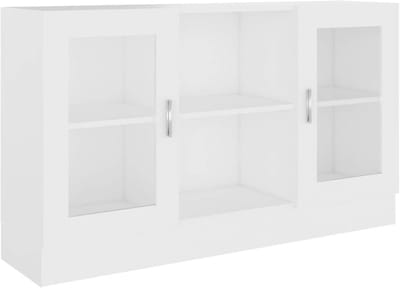 Vitrinekast - Opbergkast Dressoir - Woonkamer Inrichting - 2 Vakken 2 Deuren - 120x305x70 cm - Wit