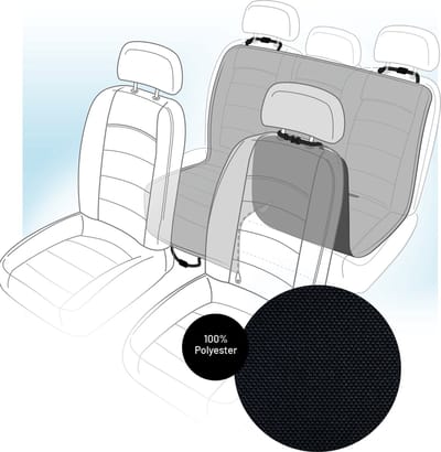 Flamingo Luxe Hondendeken voor Auto - Autodeken - Hondenmand Auto - "Jort" – Zwart – 156 x 128 cm – Waterafstotende Achterbankbeschermer voor Honden