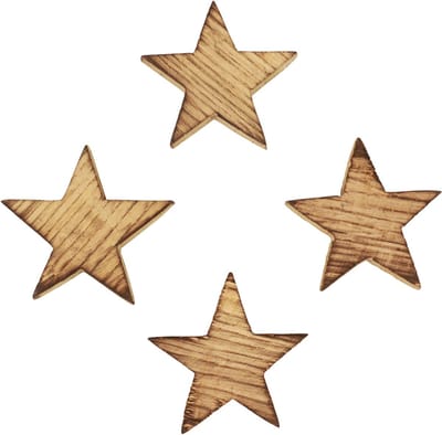 Strooidecoratie Kerststerren gevlamde houten sterren 5,5cm 12 st, 12 S