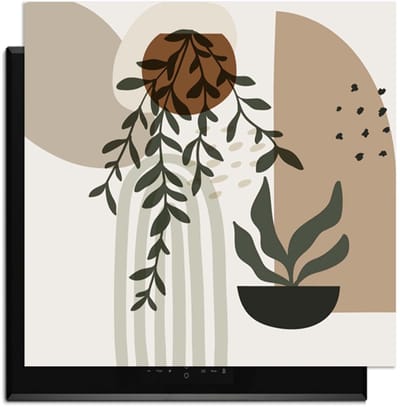 KitchenArt - Botanical Harmony – Inductie Beschermer - 59x52 cm - Kookplaat Beschermer - Luxe Afdekplaat Inductieplaat - Anti-slip & Oprolbaar - Beschermmat Inductiekookplaat