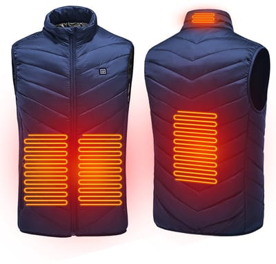 Verwarmd Vest (Powerbank niet inbegrepen)- Usb-Verwarmde Jas - Verwarmd Vest Voor Mannen En Vrouwen - Wintervest - Elektrische Warmte Met 7 Temperatuurinstellingen - Verwarmde Jas - Wasbare Kleding - Geschikt Voor Buiten, Motorrijden-Blauw-XL