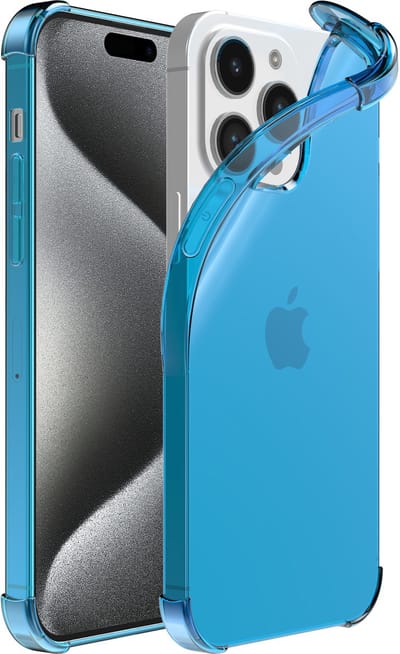 Smartphonica Telefoonhoesje geschikt voor iPhone 15 Pro - Transparant Shockproof siliconen Hoesje met Stootrand – Blauw geschikt voor iPhone 15 Pro