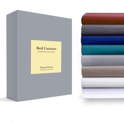 Bed Couture Flanel Fleece Hoeslaken - 100% Katoen Extra zacht en Warm - Eenpersoons - 90x200+30 Cm - Grijs