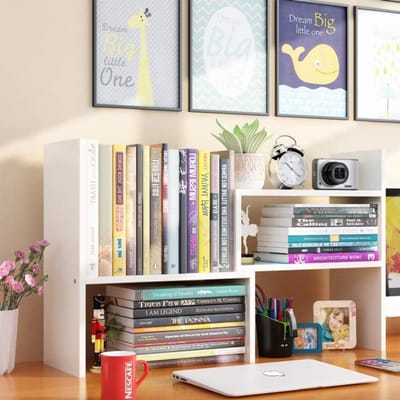 Bureau Organizer Plank - Boekenplank Bureau - Bureau Opbergen - Verstelbaar Ontwerp - 61x34.8x17cm - Rood