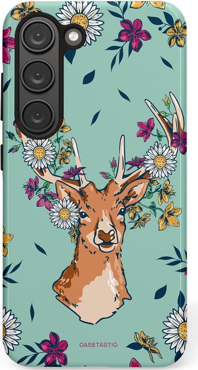 Casetastic Hoesje Geschikt voor Samsung S23 - Stijlvolle Beschermende Duo-layer Case - Gewei bloesem