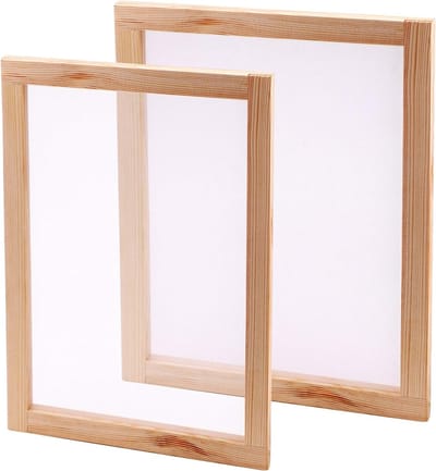 Set van 2 Houten Malen voor Papier Maken, DIY Papier Craft en Drogen van Bloemen (34 x 24 cm, 30 x 20 cm)