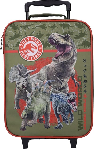 Jurassic World Dino Tracking Trolley Koffer - Handbagage Kind - Softcase - 14 Liter - 47 x 31 x 14 cm - Groen