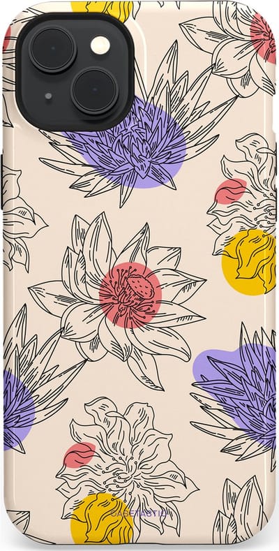 Casetastic Hoesje Geschikt voor Apple iPhone 15 Plus Magsafe - Stijlvolle Beschermende Duo-layer Case - Bloemenschets