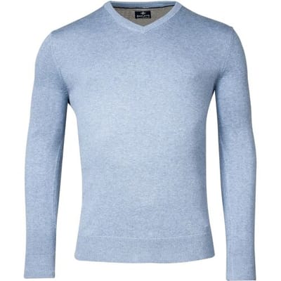 Baileys Trui Cotton Uni V-Neck Single Knit Licht Blauw / male