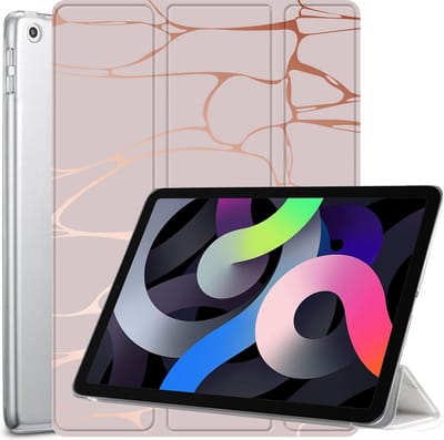 Hoes geschikt voor iPad 2022 / 2021 / 2020 10.2 inch - Trifold Book Case Kunstleer Tablet Hoesje Marmer Roze