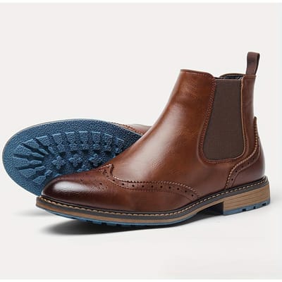 Heren Chelsea Boots Mode Retro Heren Leren Laarzen Brogue Enkellaarsjes 50 gray
