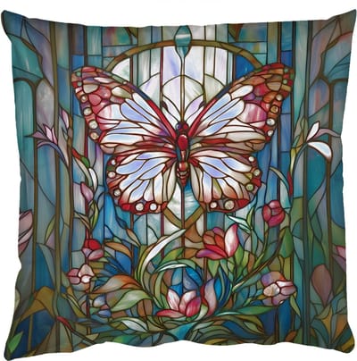 Sierkussens - Kussentjes Woonkamer - 50x50 cm - Vlinder - Roze - Bloemen - Bladeren