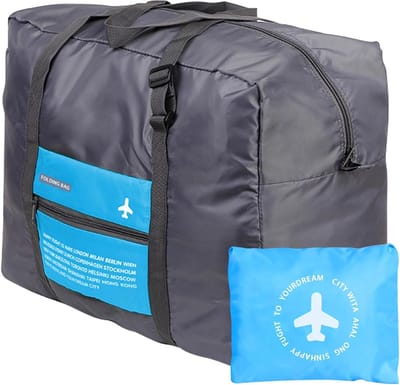 SnelShoppen - Vouwbare Reistas Sport Gym Tote Waterdicht Handbagage Weekendtas Overnachting Blauw One Size
