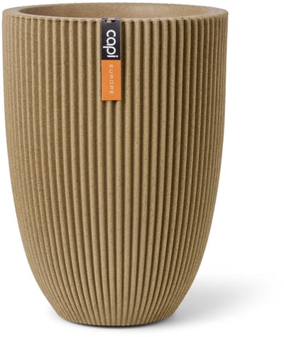Capi Europe - Vaas elegant laag Groove NL - 34x46 - Beige - Opening Ø27 - Bloempot voor binnen en buiten - Levenslang garantie - Breukbestendig - 100% Recyclebaar - CO2 Neutraal geproduceerd - KGVBE782