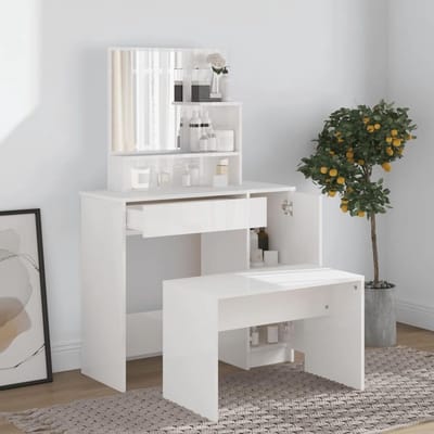 Toilettafel Set - Kaptafel met Spiegel - Make-up en Verzorging - Grote Opbergruimte - 865 x 35 x 136 cm