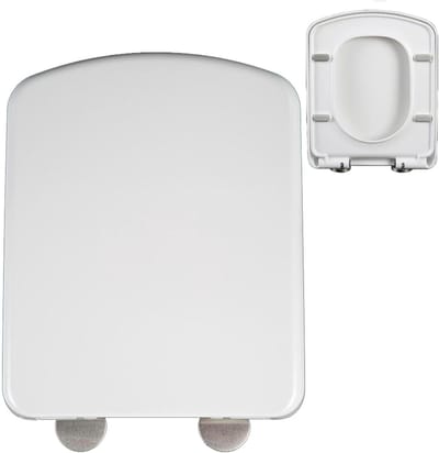 Vierkante Toiletbril - Moderne WC Deksel - Badkamer Vernieuwing - Softclose Sluiting - 43 x 35.5 cm - Wit