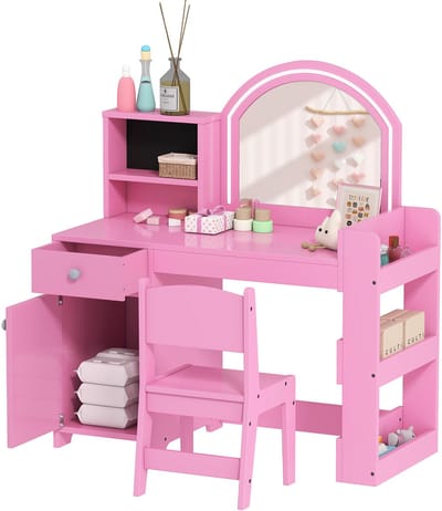 AIYAPLAY - Kaptafelset voor kinderen - MDF - 88,6 x 38,8 x 96,9 cm - Roze
