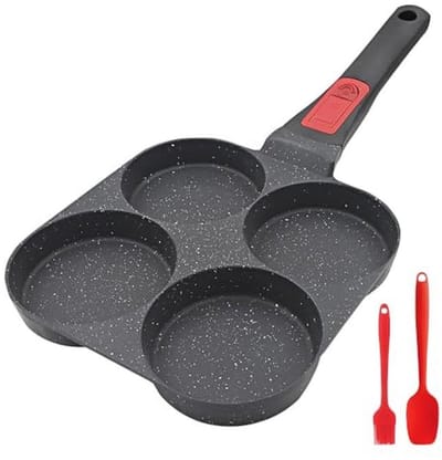 Pancakepan met afneembare handgreep voor inductie - 4 gaten, anti-aanbaklaag, zwart