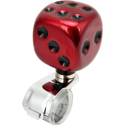 Dobbelsteenvorm Auto Stuurwiel Spinner Zelfmoordknop Arbeidsbesparend voor Auto's Vrachtwagens Tractoren Boten Rood red
