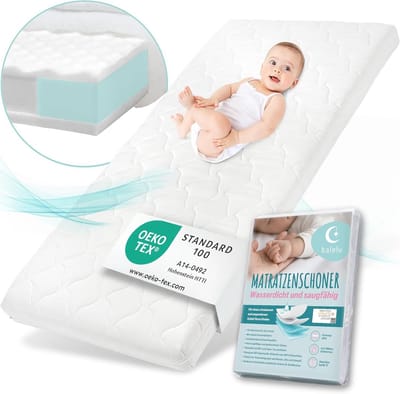 Babymatras 70x140 cm met Matrasbeschermer – Oeko-Tex 100 Gecertificeerd, Wasbare Hoes en Hoog Slaapcomfort voor Kinderen