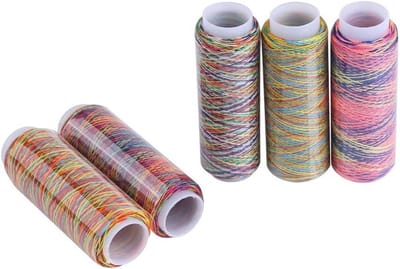 Multicolor Overlock Draadset van 5 Spoelen, Ideaal voor Borduren, Decoratief Naaien en Creatieve Projecten - 110M/120 Yard Polyester Draad