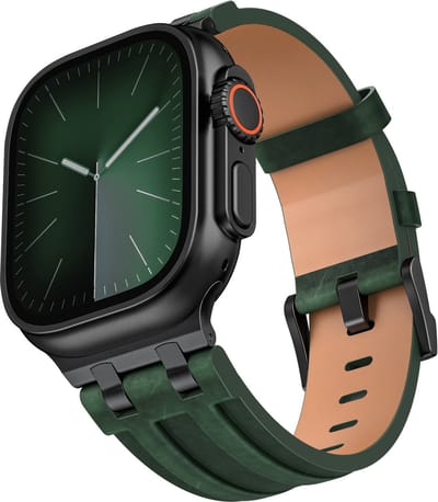 Strap-it Luxury Leather Band Donkergroen – premium luxe leren bandje – geschikt voor Apple Watch 6/7/8/9/10/11/SE/Ultra (2/3) (44/45/46/49mm)