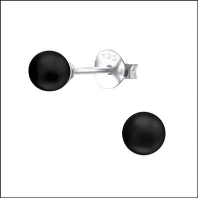 Aramat Jewels | Oorbellen | Zilveren Parel Oorbellen - Tijdloze Elegantie | 4mm / Zwart | | | Zilver | Kinderen, Volwassenen | Verkleurd niet