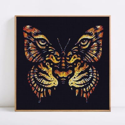 Peinture diamant 5D à forage complet, broderie diamant ronde, animaux, photos de papillons 30x30 brown