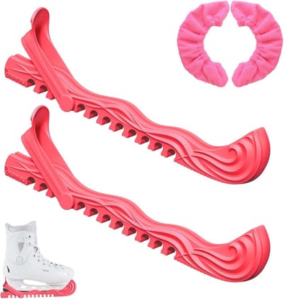 2 Paar Verstelbare Schaatsbeschermers – Zachte Schaatsbladhoezen voor Kunstschaatsen en IJshockey – Roze