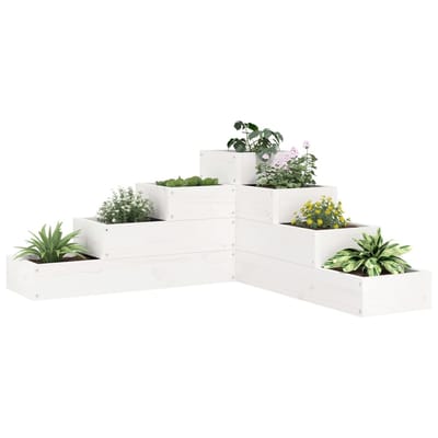 vidaXL - Plantenbak - 4-laags - 80,5x79x36 - cm - massief - grenenhout - wit