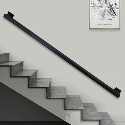 Trapleuning metaal - Veiligheidsreling - Veilig traplopen - Sterk smeedijzer - 450 cm - Zwart