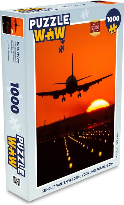 Puzzel Zonsondergang - Vliegtuig - Oranje - Zon - Legpuzzel - Puzzel 1000 stukjes volwassenen