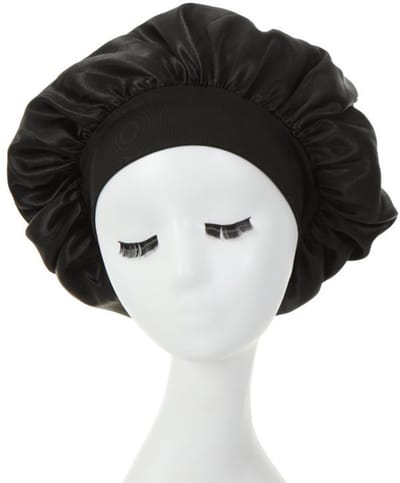 GELLDG Satijnen haarmuts - Satijnen slaapmuts - Lange krullende haarmuts voor dames - Zwart