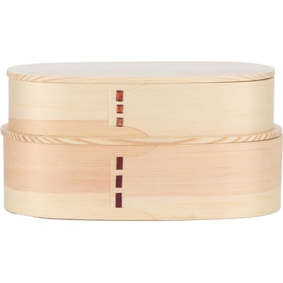 Ensemble Boîte à Déjeuner Style Japonais Récipient de Stockage Alimentaire en Bois pour Étudiants Travailleurs 19x10x9.5cm Peint beige
