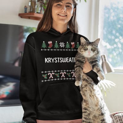 Friese Kerst Hoodie Zwart Krystsweater - Maat XS - Uniseks Fit - Kerstkleding Voor Dames & Heren