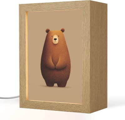 Nachtlampje 15x20 cm - Kinder lampje - Beer - Minimalistisch - Bruin - Tafellamp kinderkamer - Slaapkamer lamp - Bedlamp kinderen - Kinderlampje stopcontact - Wandlamp babykamer - Nachtlampjes