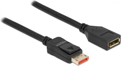 Premium DisplayPort verlengkabel met DP_PWR - versie 1.4 (5K/8K 60Hz) / zwart - 1 meter