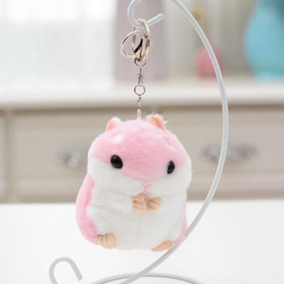 Pluche Speelgoed Dierlijke Sleutelhanger Kawaii 10cm Hamster Hanger Sleutel Rugzak Poppen Sleutelhanger Unisex Student Prachtig Cadeau Cartoon Hanger roze
