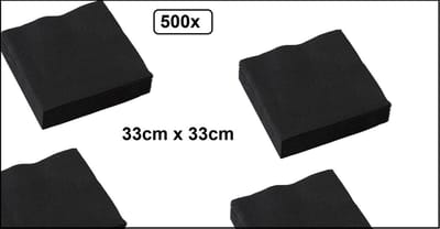 500x Servet 33cm zwart - 2 laags - Horror | servetten | diner |100% biologisch afbreekbaar |festival |thema feest | restaurant| party