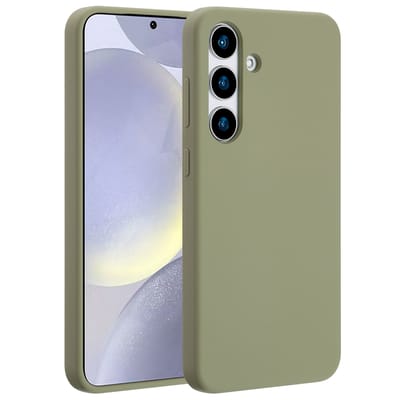 Accezz Hoesje - Geschikt voor Samsung Galaxy S25 Plus - Liquid Silicone Backcover met Magnetische Ring - Cooper Green