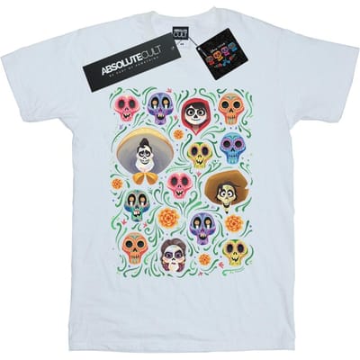 Disney Heren Coco Hoofden Patroon T-shirt (Wit)
